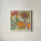 Mod Paisley I by Sue Schlabach. Shown in a crisp white glass frame for a clean and minimalist style. Available as an archival giclee rolled canvas, fine art paper, or poster print. SKU 23314a.