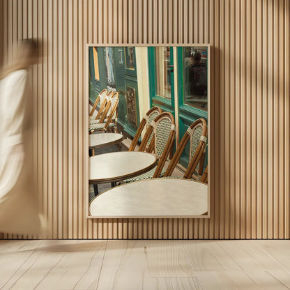 Montmartre Cafe by Sue Schlabach. shown as over sized large wall art. Available as an archival giclee rolled canvas, fine art paper, or poster print. SKU 26499h.