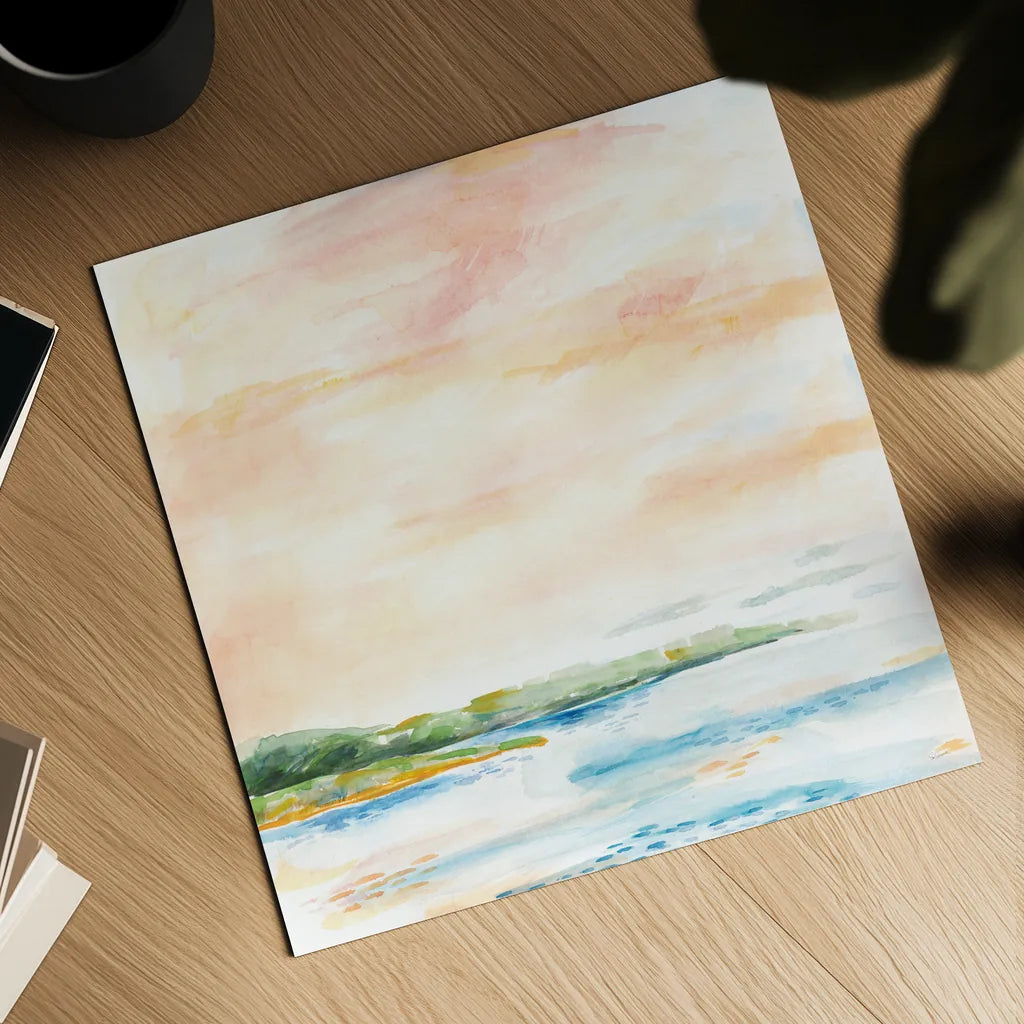 Morning Bay by Sue Schlabach. Shown as a detailed flat fine art print, highlighting archival giclee quality. Available as an archival giclee rolled canvas, fine art paper, or poster print. SKU 63418a.