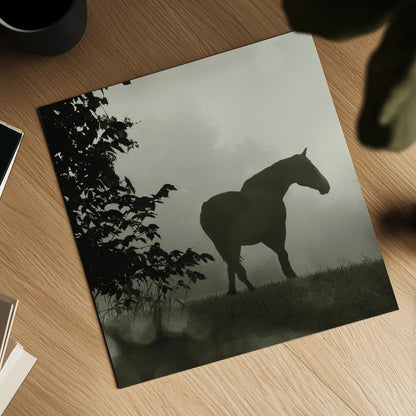 Morning Meadow Horses II by Sue Schlabach. Shown as a detailed flat fine art print, highlighting archival giclee quality. Available as an archival giclee rolled canvas, fine art paper, or poster print. SKU 44570a.