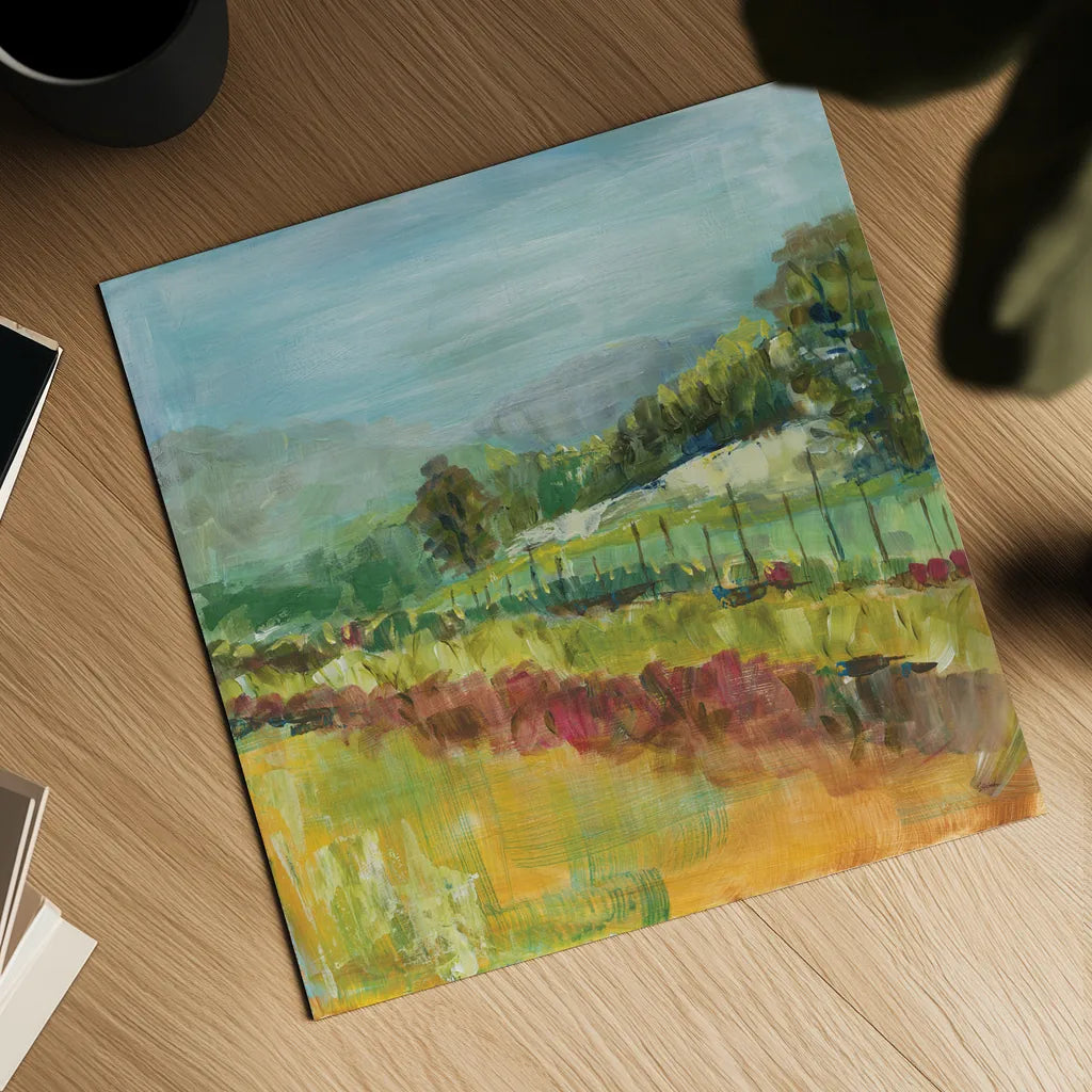 Mountain Garden by Sue Schlabach. Shown as a detailed flat fine art print, highlighting archival giclee quality. Available as an archival giclee rolled canvas, fine art paper, or poster print. SKU 38102a.