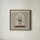 Nature Under Glass Newsprint III by Sue Schlabach. Shown in a sleek black glass frame for a contemporary gallery look. Available as an archival giclee rolled canvas, fine art paper, or poster print. SKU 44735a.