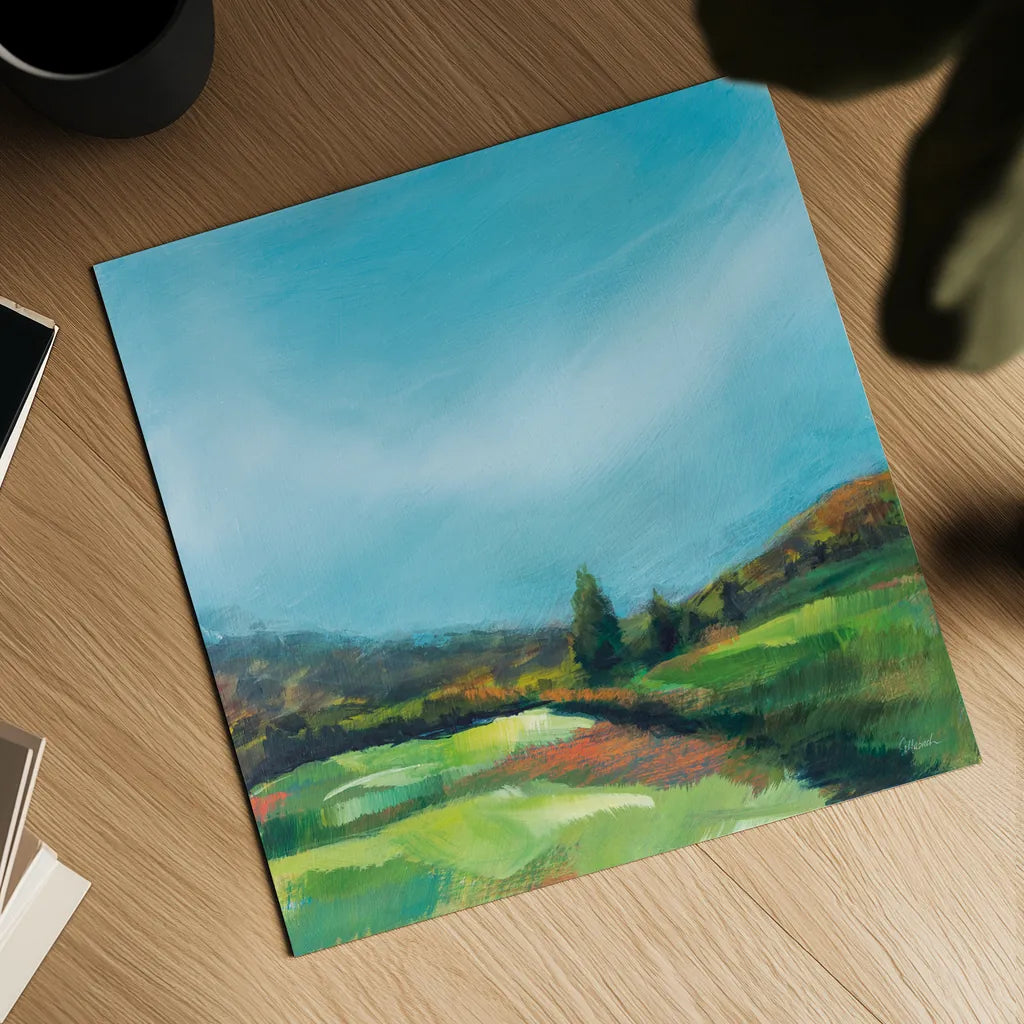 On the Cusp of October by Sue Schlabach. Shown as a detailed flat fine art print, highlighting archival giclee quality. Available as an archival giclee rolled canvas, fine art paper, or poster print. SKU 75869a.