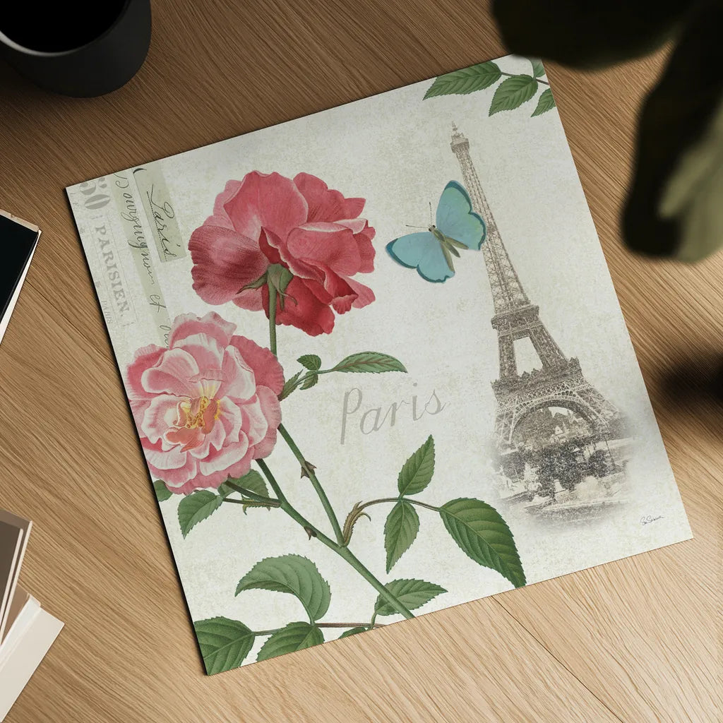 Paris Arbor II by Sue Schlabach. Shown as a detailed flat fine art print, highlighting archival giclee quality. Available as an archival giclee rolled canvas, fine art paper, or poster print. SKU 36848a.