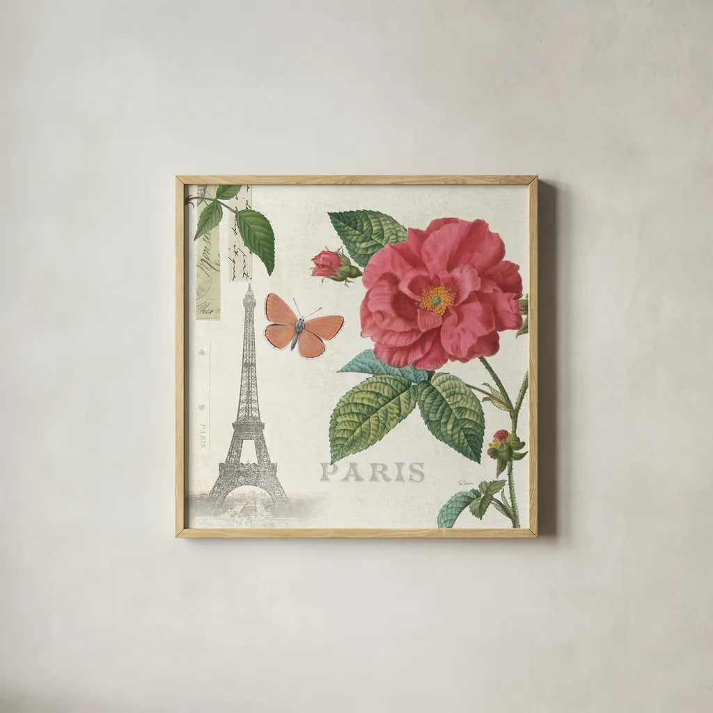 Paris Arbor III by Sue Schlabach. Shown in a natural wood glass frame for a timeless modern aesthetic. Available as an archival giclee rolled canvas, fine art paper, or poster print. SKU 36849a.