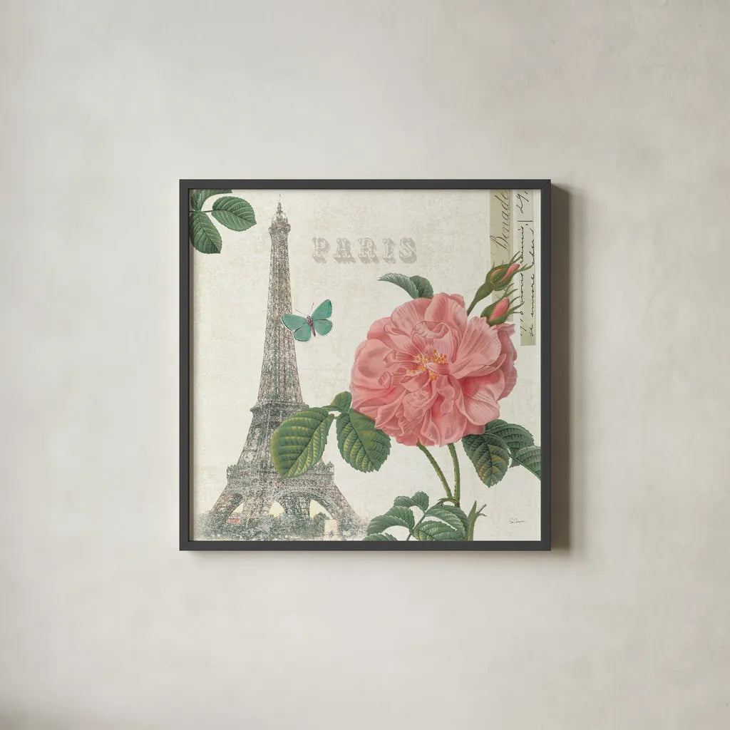 Paris Arbor IV by Sue Schlabach. Shown in a sleek black glass frame for a contemporary gallery look. Available as an archival giclee rolled canvas, fine art paper, or poster print. SKU 36850a.