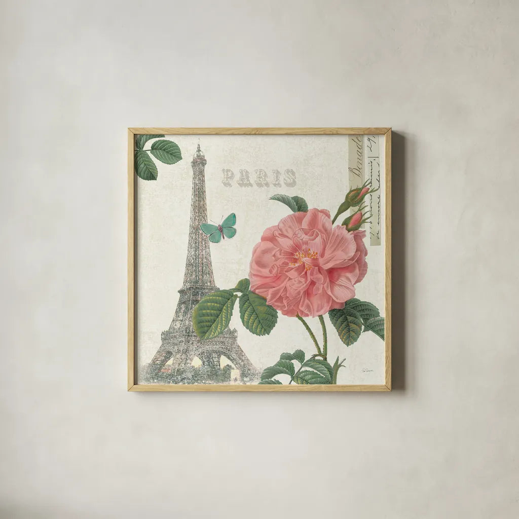 Paris Arbor IV by Sue Schlabach. Shown in a natural wood glass frame for a timeless modern aesthetic. Available as an archival giclee rolled canvas, fine art paper, or poster print. SKU 36850a.