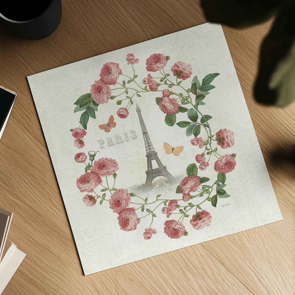 Paris Arbor VIII by Sue Schlabach. Shown as a detailed flat fine art print, highlighting archival giclee quality. Available as an archival giclee rolled canvas, fine art paper, or poster print. SKU 36912a.