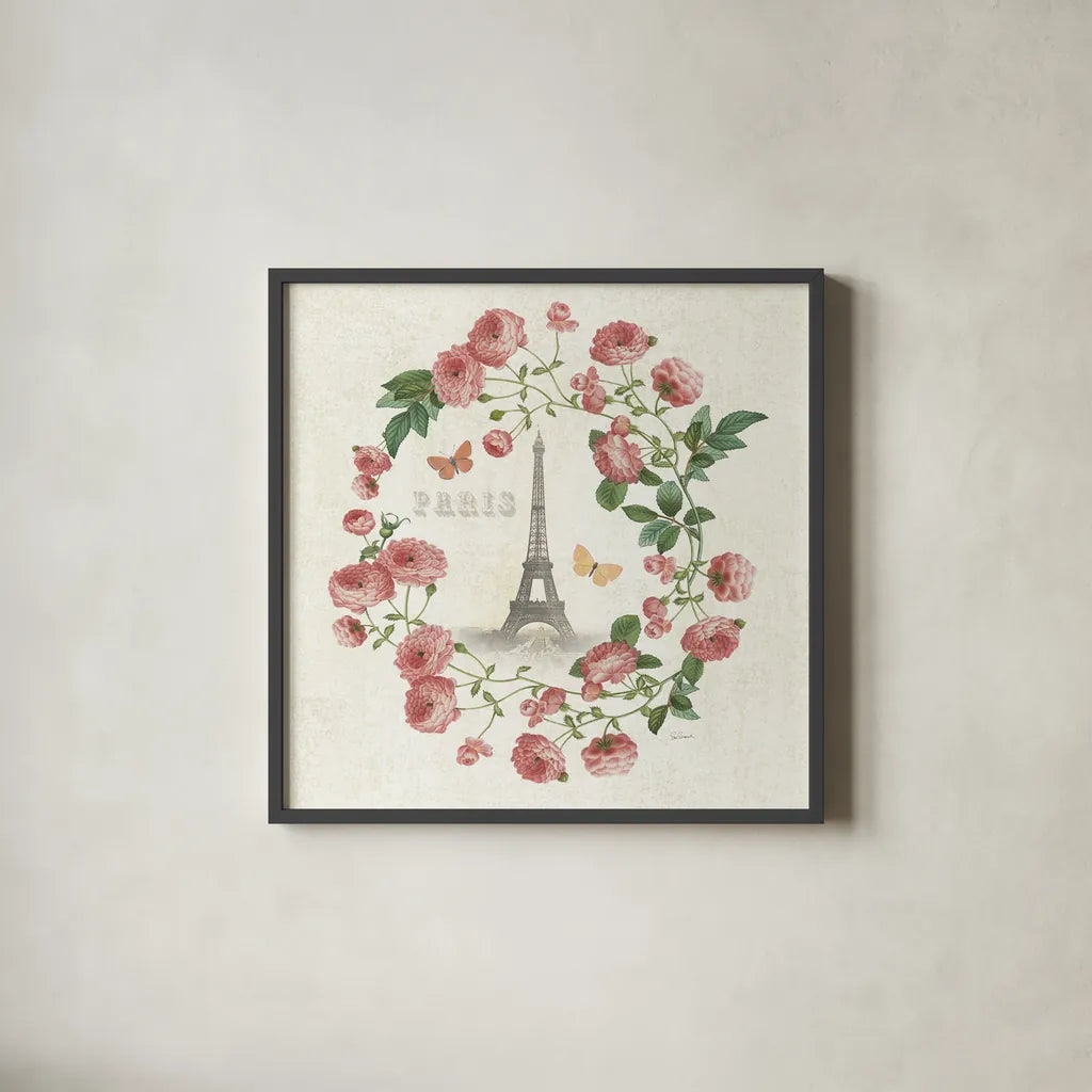 Paris Arbor VIII by Sue Schlabach. Shown in a sleek black glass frame for a contemporary gallery look. Available as an archival giclee rolled canvas, fine art paper, or poster print. SKU 36912a.