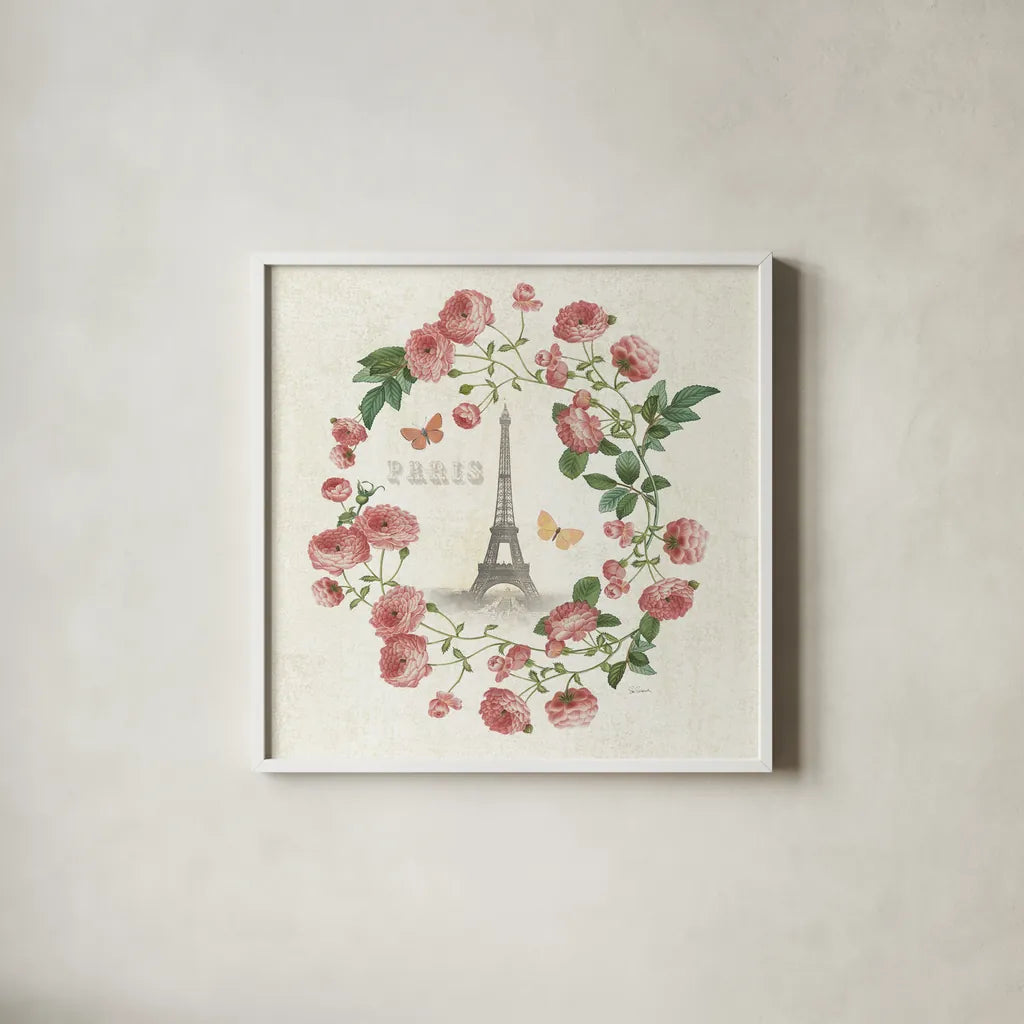 Paris Arbor VIII by Sue Schlabach. Shown in a crisp white glass frame for a clean and minimalist style. Available as an archival giclee rolled canvas, fine art paper, or poster print. SKU 36912a.