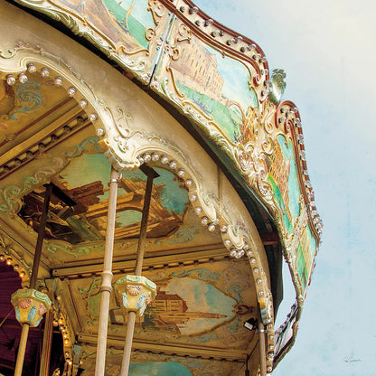 Paris Carousel I Aged by Sue Schlabach. SKU 34160a. Archival Giclee Fine art print for wall decor.