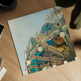 Paris Carousel II Aged by Sue Schlabach. Shown as a detailed flat fine art print, highlighting archival giclee quality. Available as an archival giclee rolled canvas, fine art paper, or poster print. SKU 34161a.