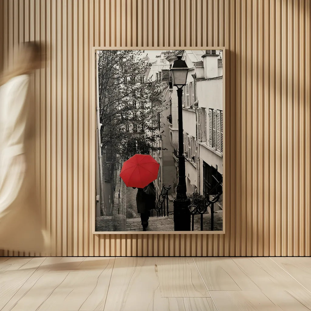 Paris Stroll II BW v2 by Sue Schlabach. shown as over sized large wall art. Available as an archival giclee rolled canvas, fine art paper, or poster print. SKU 44746h.
