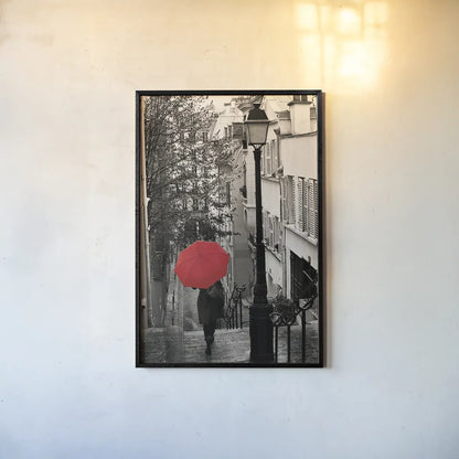 Paris Stroll II BW v2 by Sue Schlabach. shown as a paper print in a black flame. Available as a archival giclee rolled canvas, fine art paper, or poster print. SKU 44746h.