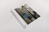 Paris Stroll II Teal Umbrella by Sue Schlabach. shown as a rolled paper print. Available as archival giclee rolled canvas, fine art paper, or poster print. SKU 44745h.