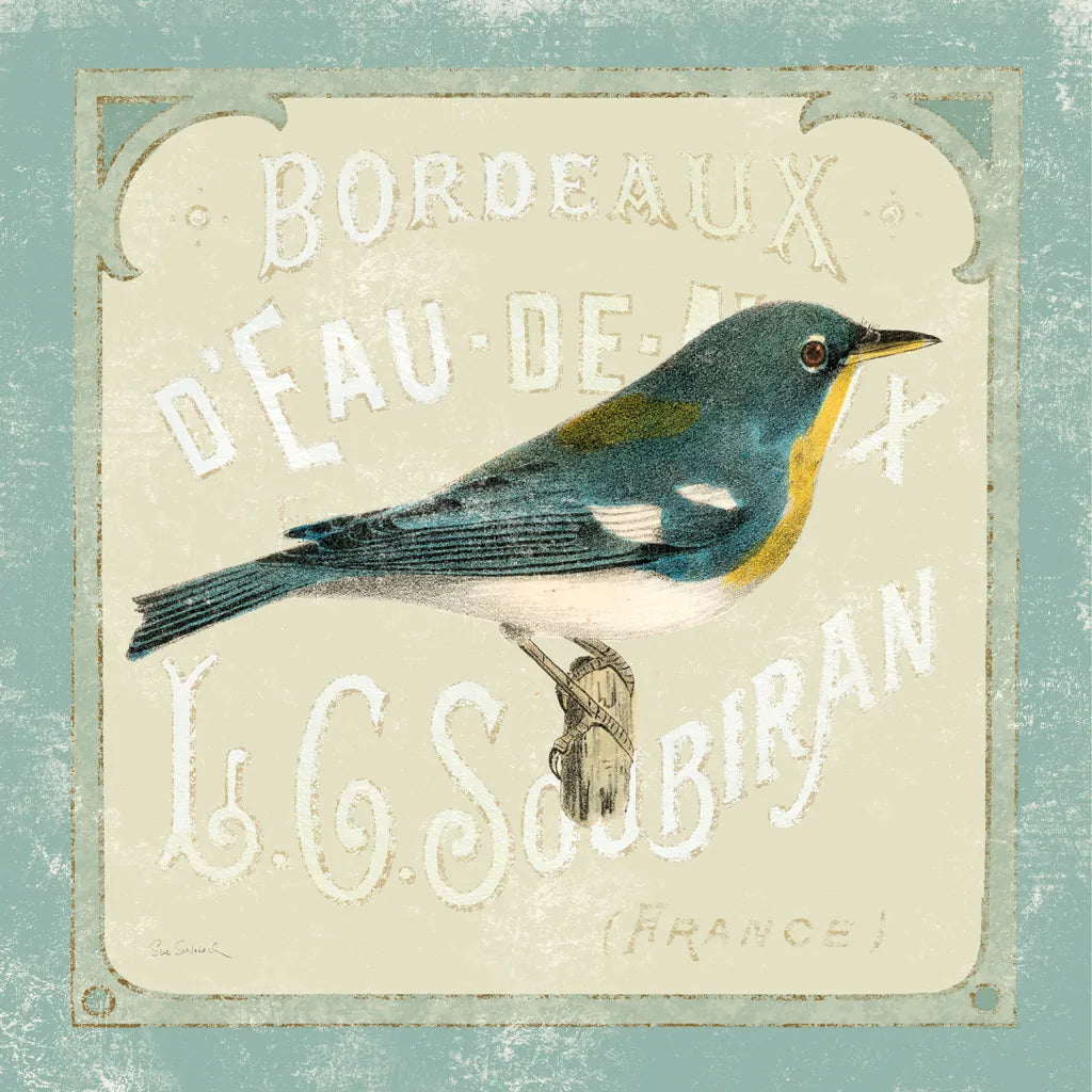 Parisian Bird I by Sue Schlabach. SKU 9075a. Archival Giclee Fine art print for wall decor.
