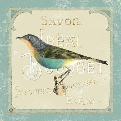 Parisian Bird II by Sue Schlabach. SKU 9076a. Archival Giclee Fine art print for wall decor.