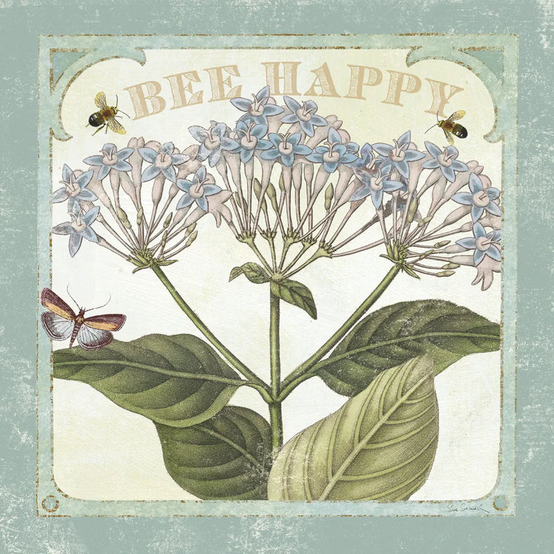 Parisian Flowers I Bees by Sue Schlabach. SKU 71318a. Archival Giclee Fine art print for wall decor.