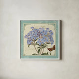 Parisian Flowers II by Sue Schlabach. Shown in a crisp white glass frame for a clean and minimalist style. Available as an archival giclee rolled canvas, fine art paper, or poster print. SKU 9080a.