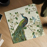 Peacock Arbor I Ivory Sq by Sue Schlabach. Shown as a detailed flat fine art print, highlighting archival giclee quality. Available as an archival giclee rolled canvas, fine art paper, or poster print. SKU 16059a.