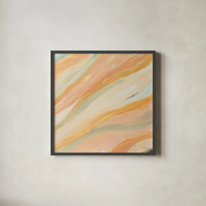 Pink Waves by Sue Schlabach. Shown in a sleek black glass frame for a contemporary gallery look. Available as an archival giclee rolled canvas, fine art paper, or poster print. SKU 67146a.