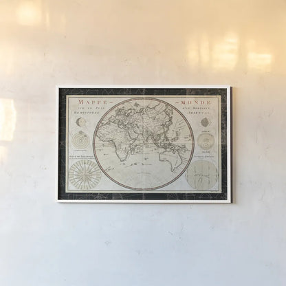 Plan de Meridien by Sue Schlabach. shown as a paper print in a white frame. Available as a archival giclee rolled canvas, fine art paper, or poster print. SKU 36392i.