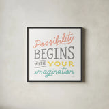 Possibility by Sue Schlabach. Shown in a sleek black glass frame for a contemporary gallery look. Available as an archival giclee rolled canvas, fine art paper, or poster print. SKU 48726a.