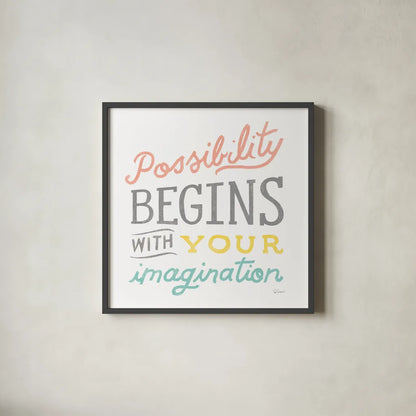 Possibility by Sue Schlabach. Shown in a sleek black glass frame for a contemporary gallery look. Available as an archival giclee rolled canvas, fine art paper, or poster print. SKU 48726a.
