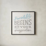Possibility Gray by Sue Schlabach. Shown in a sleek black glass frame for a contemporary gallery look. Available as an archival giclee rolled canvas, fine art paper, or poster print. SKU 56409a.