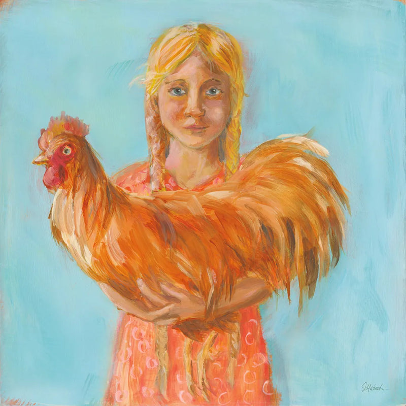 Prize Rooster by Sue Schlabach. SKU 82698a. Archival Giclee Fine art print for wall decor.