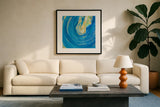 Rarity I Square by Sue Schlabach. Displayed in a glass frame with matte in a clean modern living room. Available as an archival giclee rolled canvas, fine art paper, or poster print. SKU 28246a.