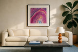 Rarity II Square by Sue Schlabach. Displayed in a glass frame with matte in a clean modern living room. Available as an archival giclee rolled canvas, fine art paper, or poster print. SKU 28248a.