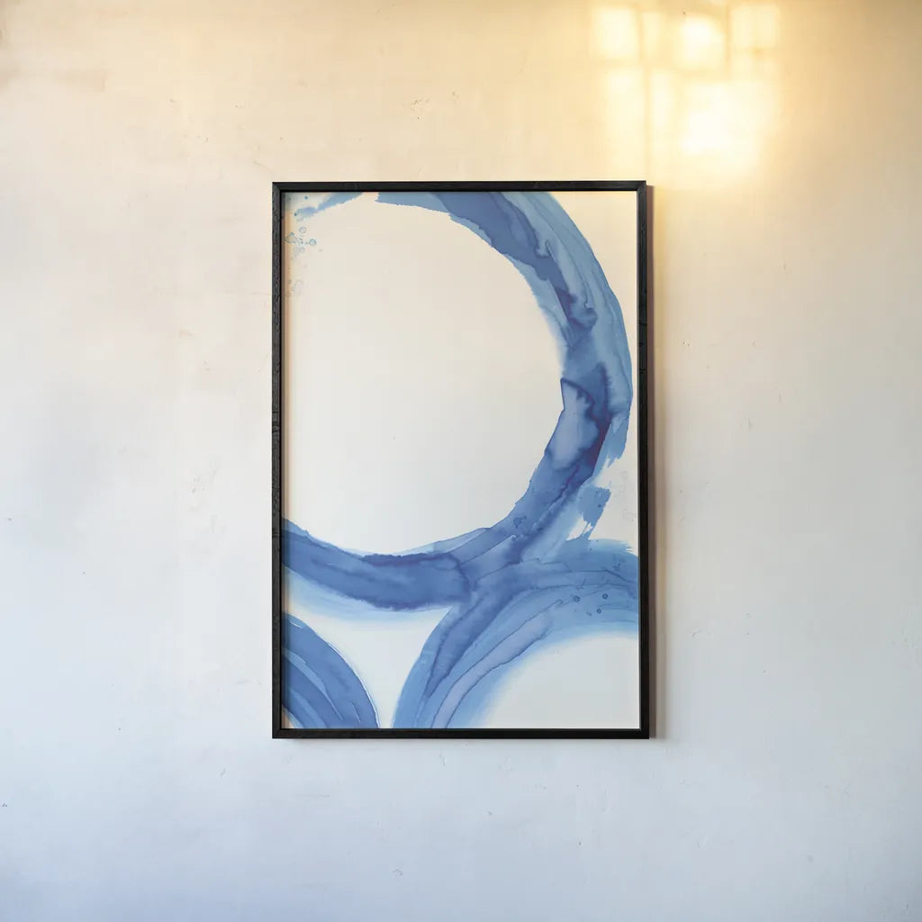 Rings of Water I by Sue Schlabach. shown as a paper print in a black flame. Available as a archival giclee rolled canvas, fine art paper, or poster print. SKU 68110h.