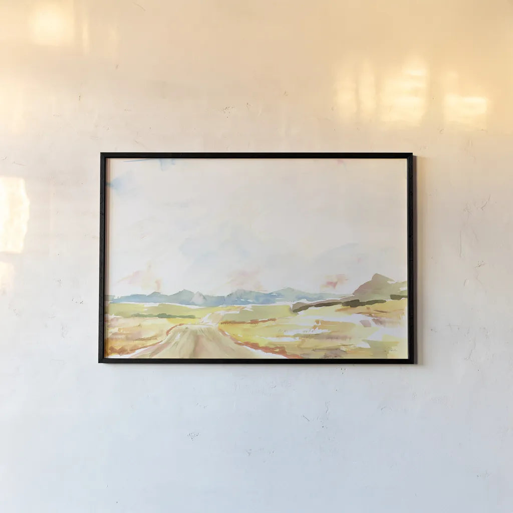 Road to Bountiful by Sue Schlabach. shown as a paper print in a black flame. Available as a archival giclee rolled canvas, fine art paper, or poster print. SKU 63746i.