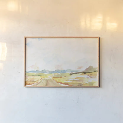 Road to Bountiful by Sue Schlabach. shown as a paper print in a natural frame. Available as a archival giclee rolled canvas, fine art paper, or poster print. SKU 63746i.