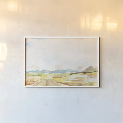 Road to Bountiful by Sue Schlabach. shown as a paper print in a white frame. Available as a archival giclee rolled canvas, fine art paper, or poster print. SKU 63746i.