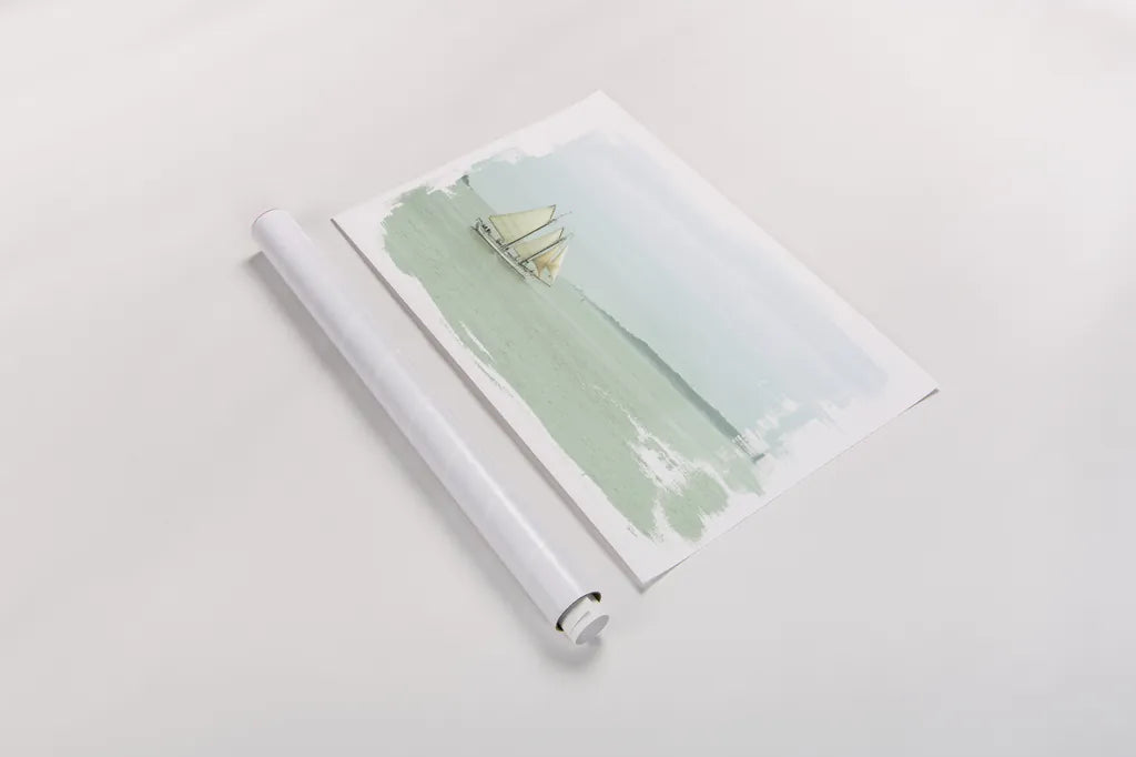 Sailing on the Bay by Sue Schlabach. shown as a rolled paper print. Available as archival giclee rolled canvas, fine art paper, or poster print. SKU 47304i.