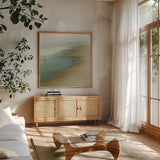 Seabirds no Border by Sue Schlabach. Shown in a natural wood frame in a cozy modern living room. Available as an archival giclee rolled canvas, fine art paper, or poster print. SKU 10607a.