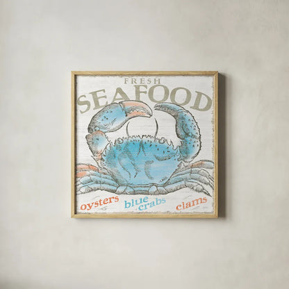 Seaside Life II by Sue Schlabach. Shown in a natural wood glass frame for a timeless modern aesthetic. Available as an archival giclee rolled canvas, fine art paper, or poster print. SKU 24959a.