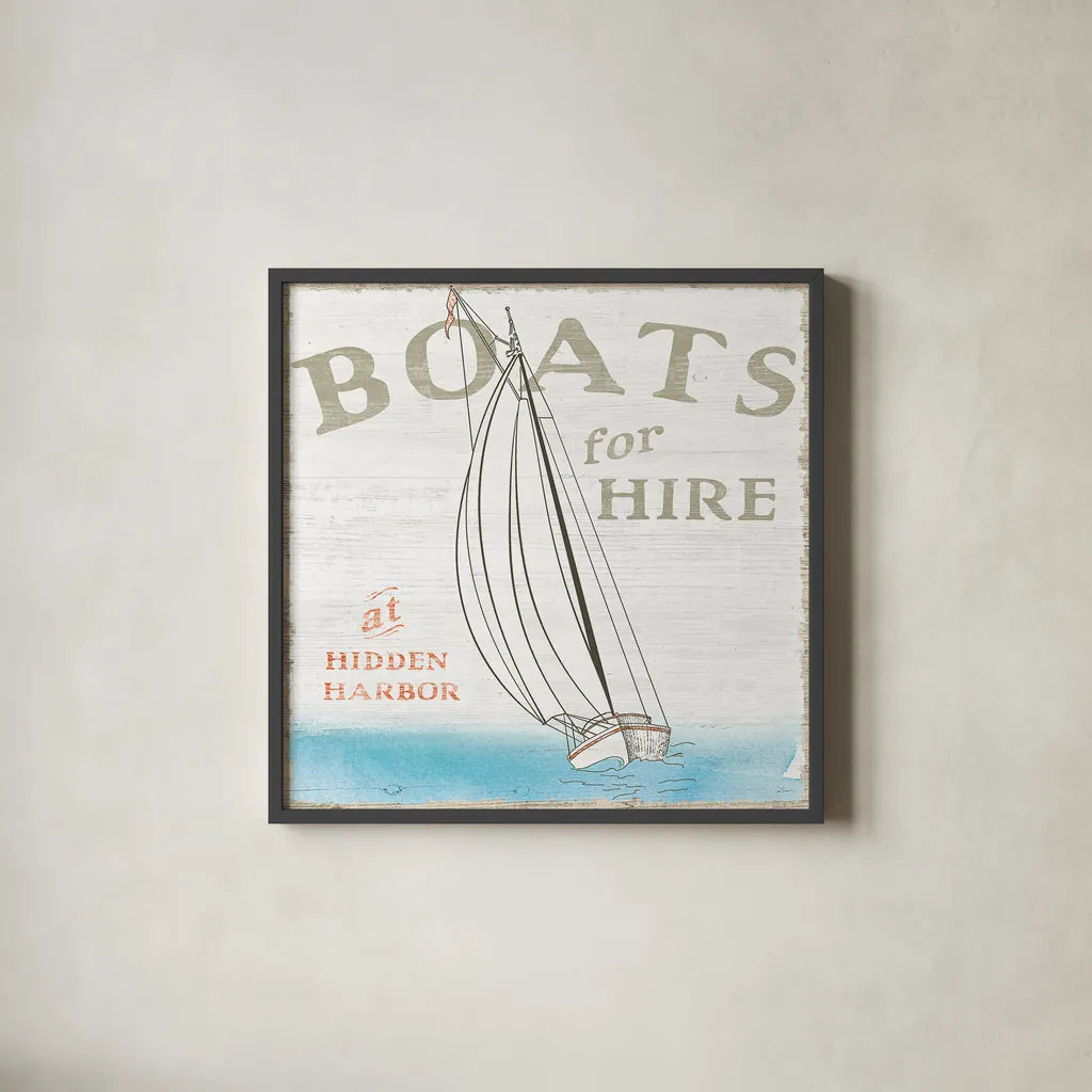 Seaside Life V by Sue Schlabach. Shown in a sleek black glass frame for a contemporary gallery look. Available as an archival giclee rolled canvas, fine art paper, or poster print. SKU 24962a.