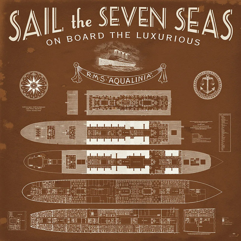 Sepia Luxury Liner by Sue Schlabach. SKU 44645a. Archival Giclee Fine art print for wall decor.