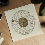 Serene Solar Globe I by Sue Schlabach. Shown as a detailed flat fine art print, highlighting archival giclee quality. Available as an archival giclee rolled canvas, fine art paper, or poster print. SKU 90722a.