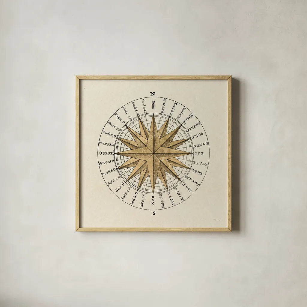 Serene Solar Globe II by Sue Schlabach. Shown in a natural wood glass frame for a timeless modern aesthetic. Available as an archival giclee rolled canvas, fine art paper, or poster print. SKU 90723a.