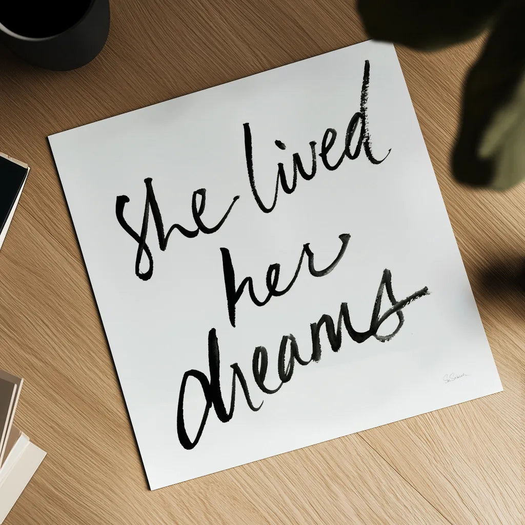 She Lived Her Dreams by Sue Schlabach. Shown as a detailed flat fine art print, highlighting archival giclee quality. Available as an archival giclee rolled canvas, fine art paper, or poster print. SKU 48128a.