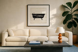 Shiplap Bath I by Sue Schlabach. Displayed in a glass frame with matte in a clean modern living room. Available as an archival giclee rolled canvas, fine art paper, or poster print. SKU 49538a.