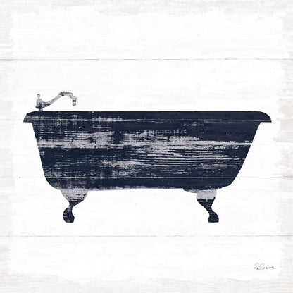 Shiplap Bath I Navy by Sue Schlabach. SKU 56031a. Archival Giclee Fine art print for wall decor.