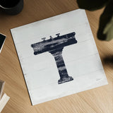 Shiplap Bath II Navy by Sue Schlabach. Shown as a detailed flat fine art print, highlighting archival giclee quality. Available as an archival giclee rolled canvas, fine art paper, or poster print. SKU 56032a.