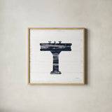 Shiplap Bath II Navy by Sue Schlabach. Shown in a natural wood glass frame for a timeless modern aesthetic. Available as an archival giclee rolled canvas, fine art paper, or poster print. SKU 56032a.