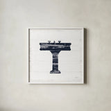 Shiplap Bath II Navy by Sue Schlabach. Shown in a crisp white glass frame for a clean and minimalist style. Available as an archival giclee rolled canvas, fine art paper, or poster print. SKU 56032a.