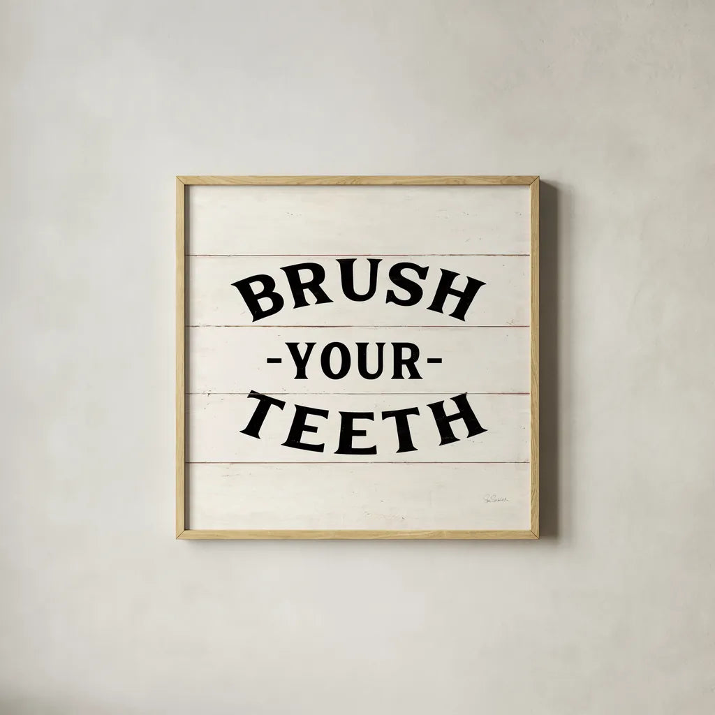 Shiplap Bath III Less Distressed by Sue Schlabach. Shown in a natural wood glass frame for a timeless modern aesthetic. Available as an archival giclee rolled canvas, fine art paper, or poster print. SKU 58511a.